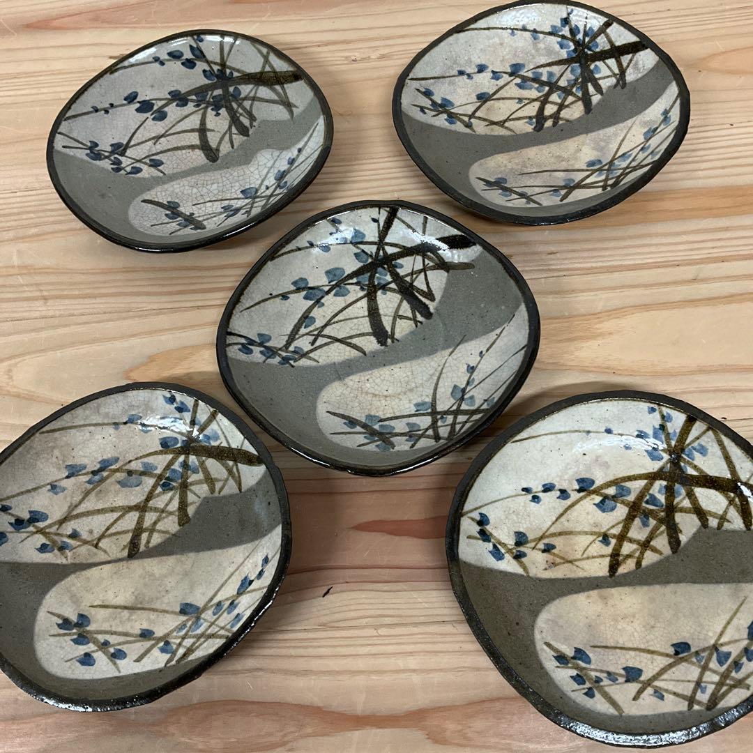 ６代　清水六兵衛　鉄絵秋草紋向付　5客