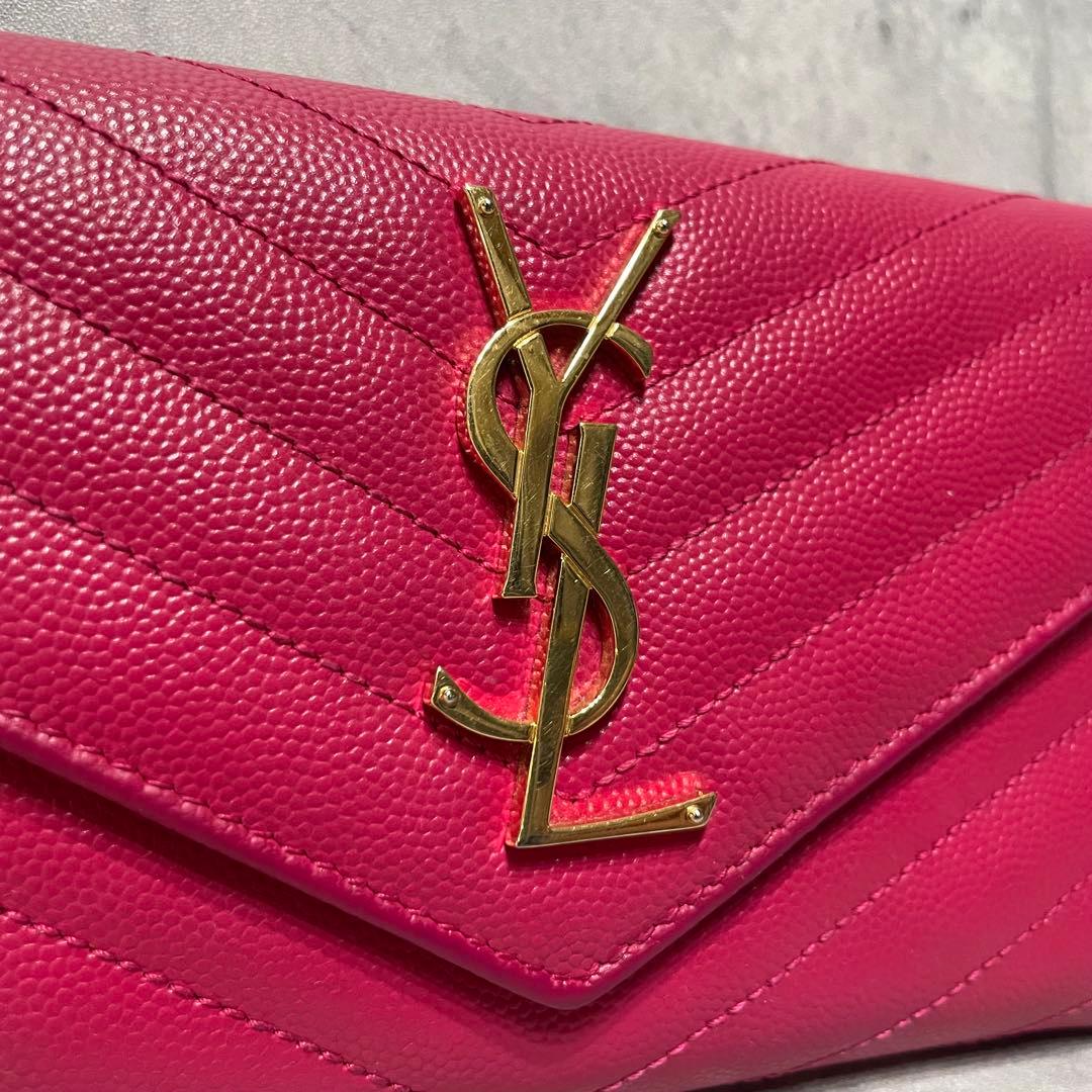 極美品✨ SAINT LAURENT レザー キャビアスキン 長財布 YSL