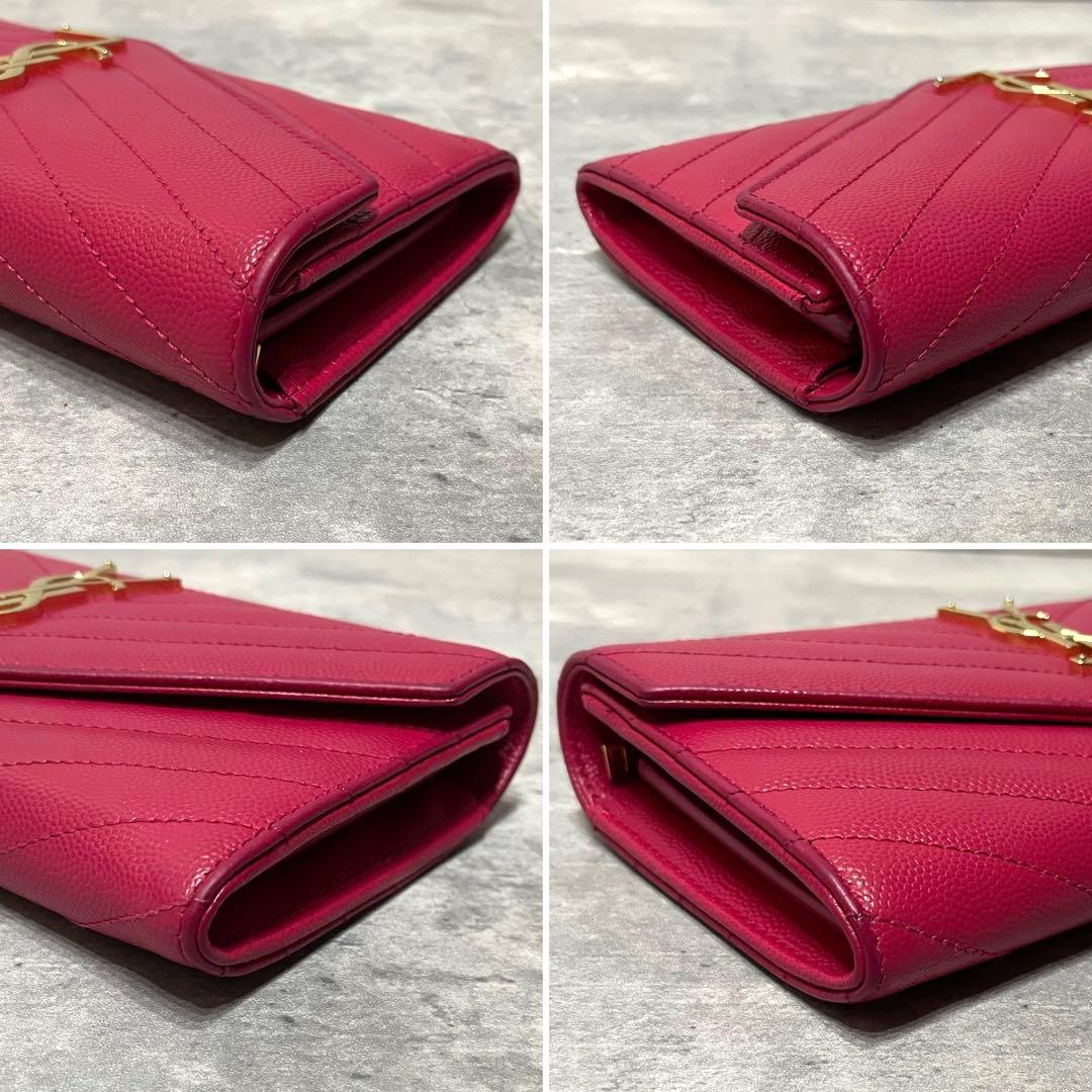 極美品✨ SAINT LAURENT レザー キャビアスキン 長財布 YSL