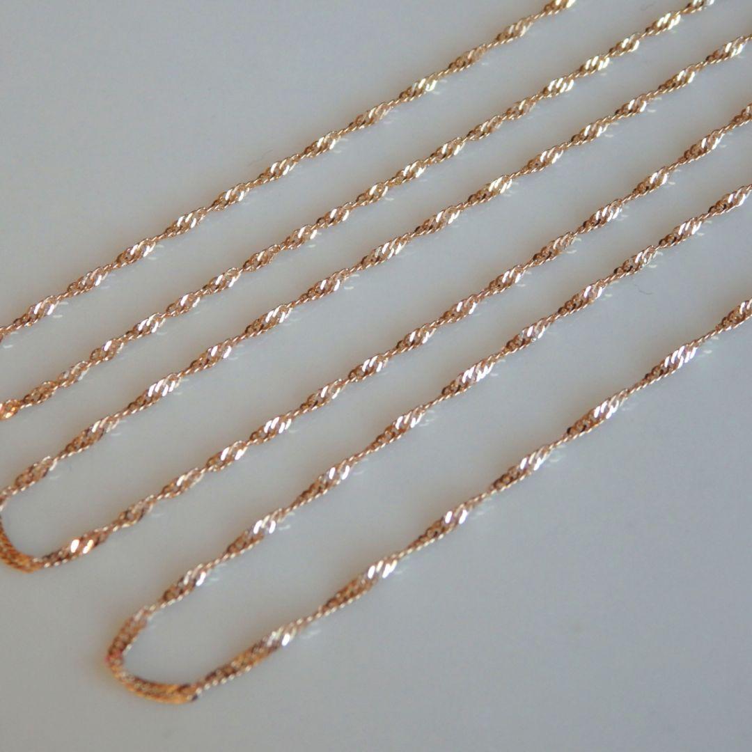 Mu-　k18ネックレス　PG　スクリューチェーン　1.3㎜幅