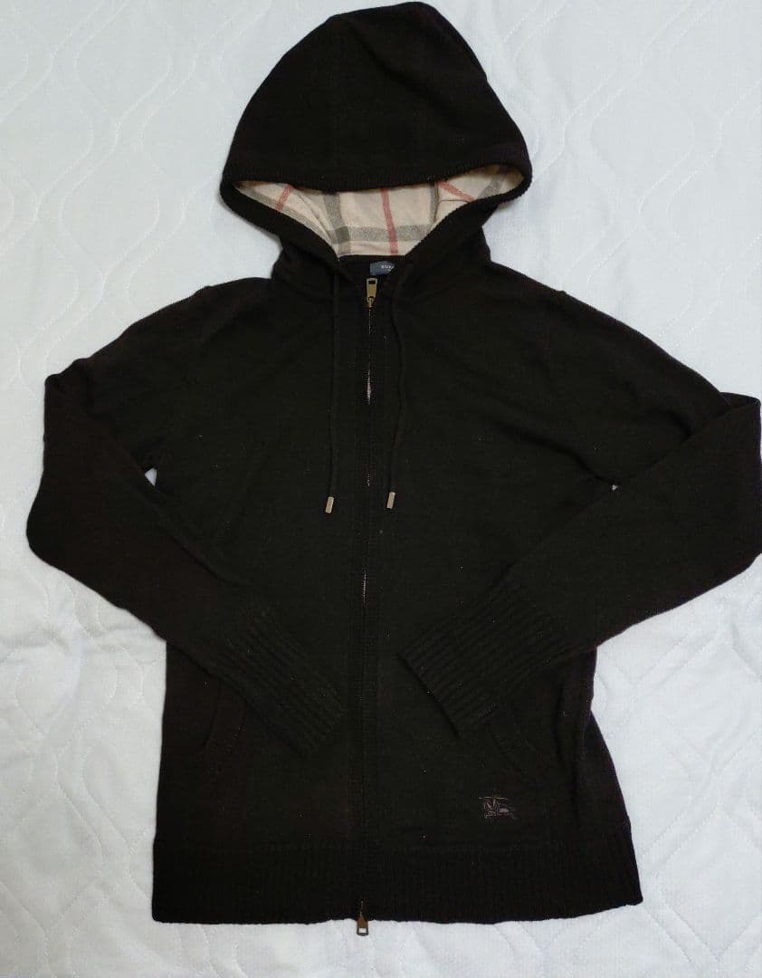 バーバリーロンドン 長袖ニット ジップパーカー ブラック １