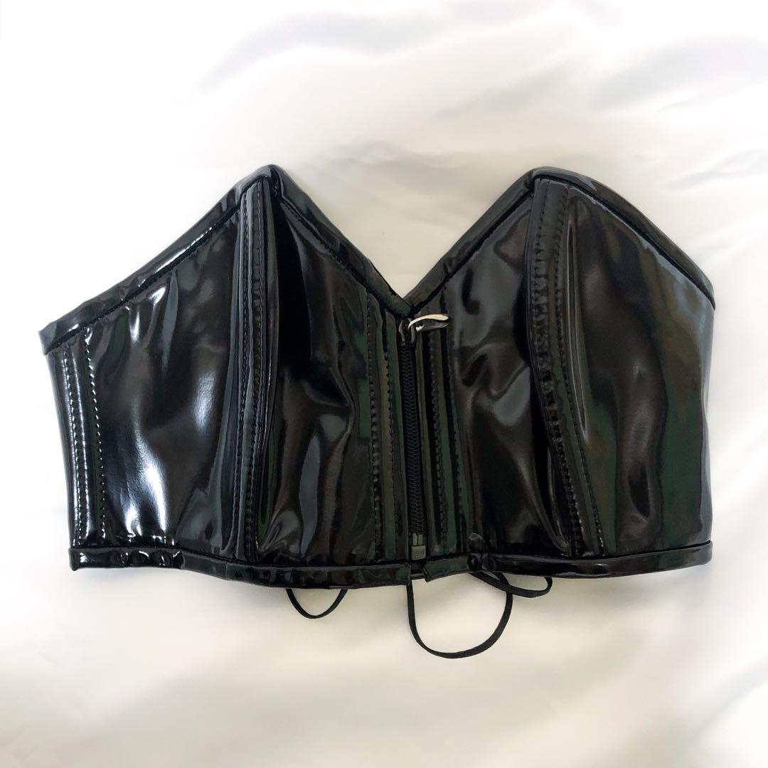 アフィックスパラパラ エナメル ブラ ボンデージ 黒