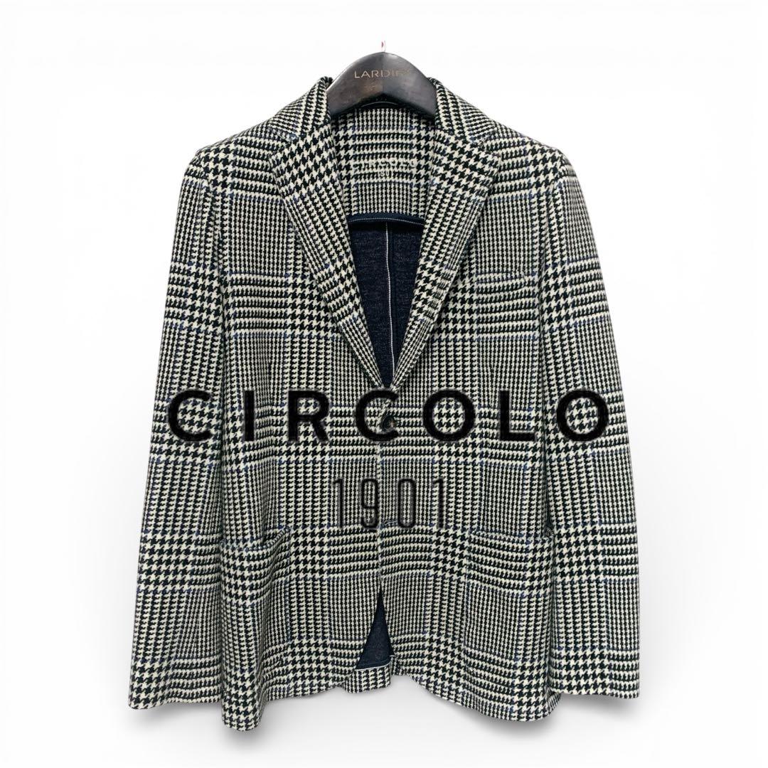 ✨美品 チルコロ1901 ジャージージャケット グレンチェック グレー系 46