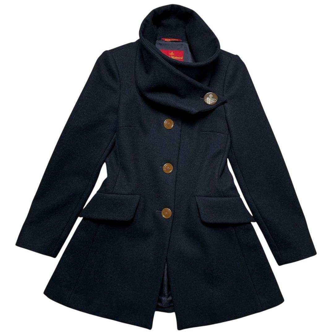 極美品【Vivienne Westwood】変形 襟 コート オーブ釦 総柄裏地