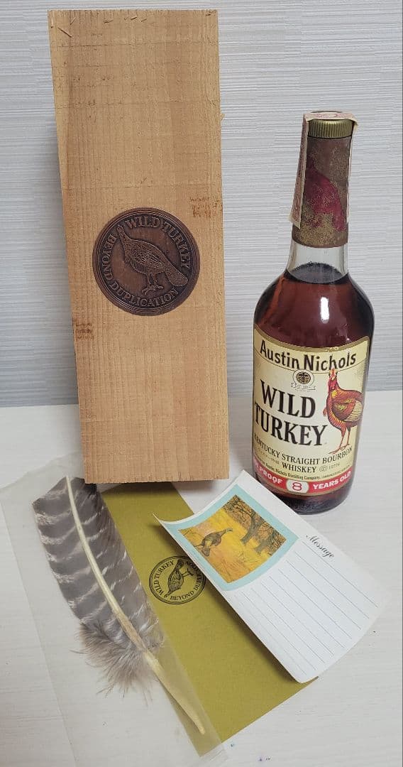 特級ワイルドターキー 8年 101 プルーフ 木箱 藁 羽 ハガキ 古酒
