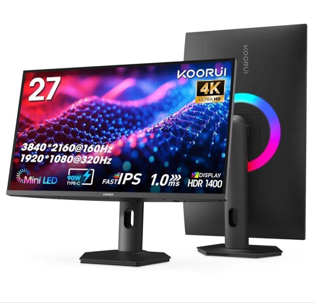 美品 KOORUI QD-MiniLED 27インチゲーミングモニター量子ドット
