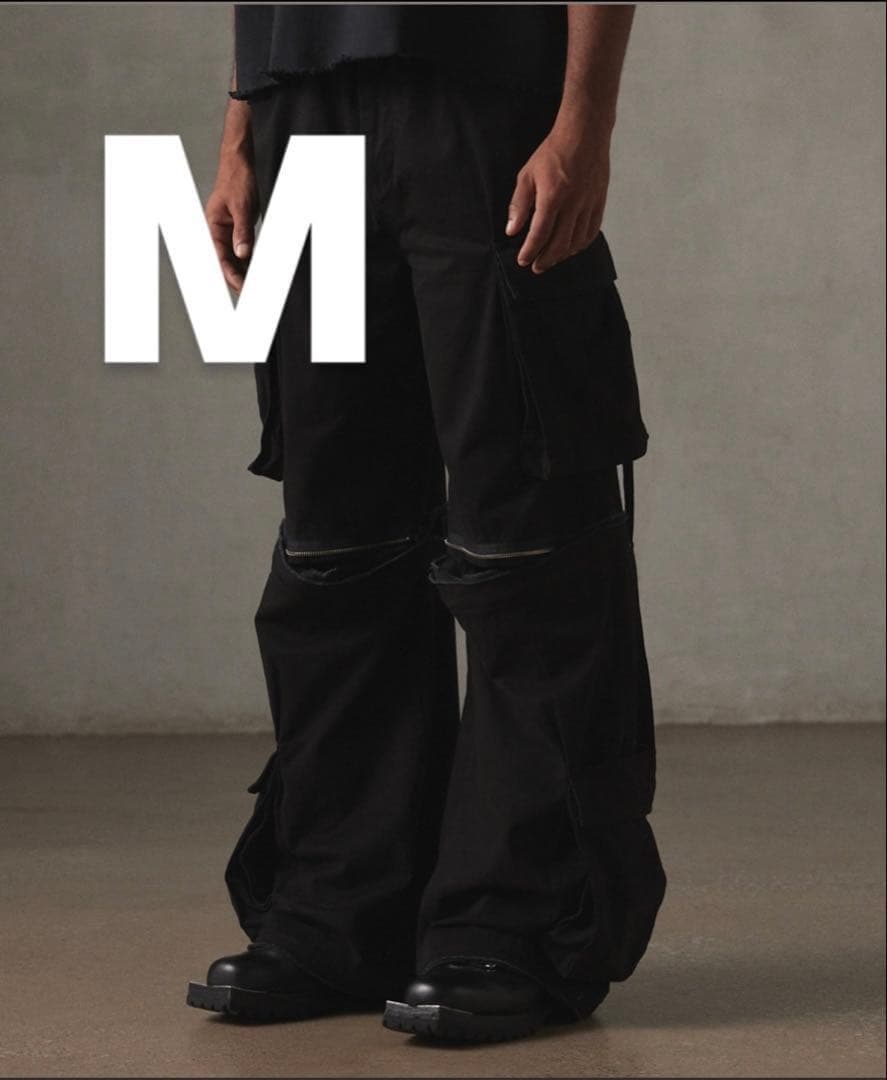 GRANCY ジップデザイン カーゴパンツ ブラック M