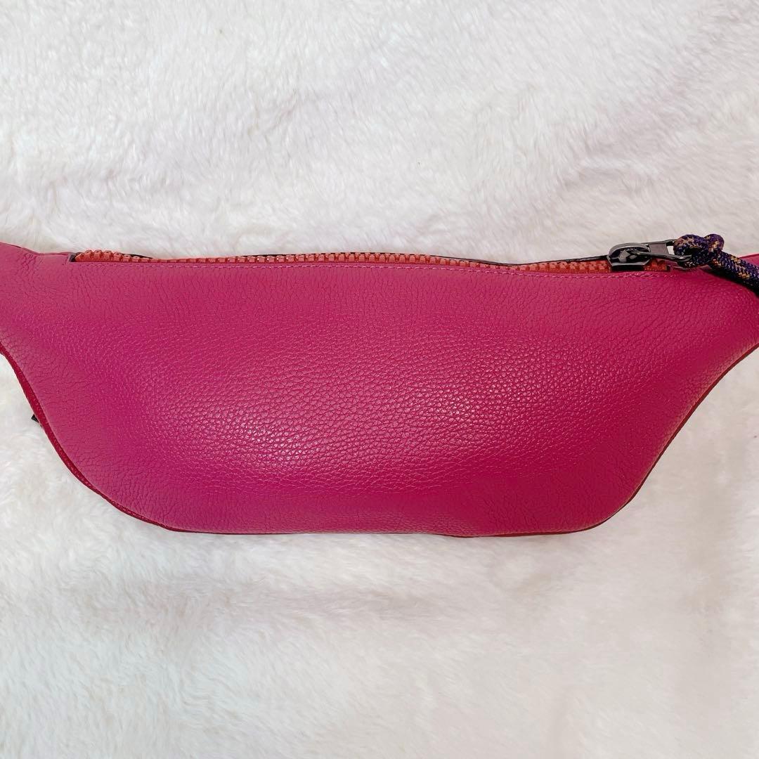 【激カワ】COACH ボディバッグ ウエストポーチ ピンク オールレザー