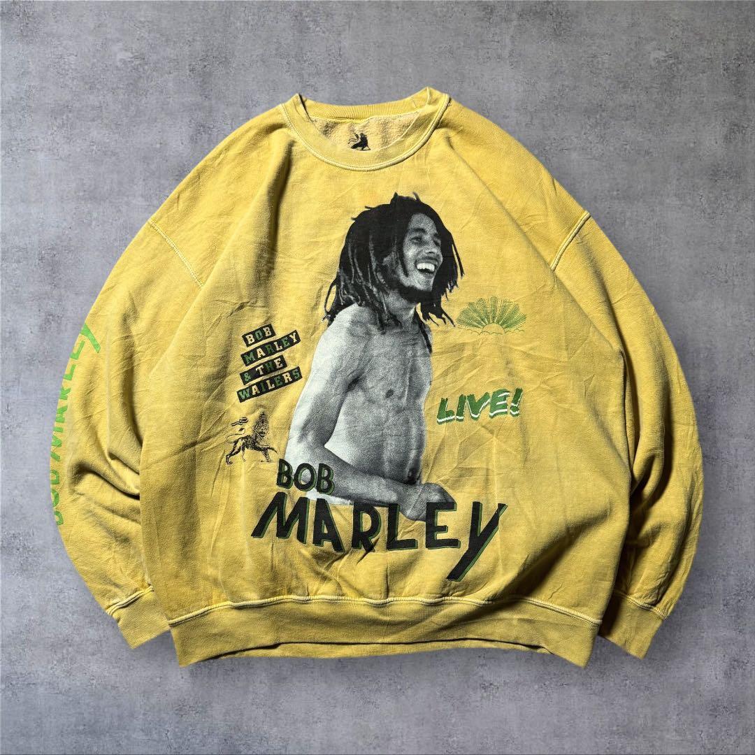 2384古着ZIONボブ・マーリースウェット雰囲気系好デザインマスタードイエロー