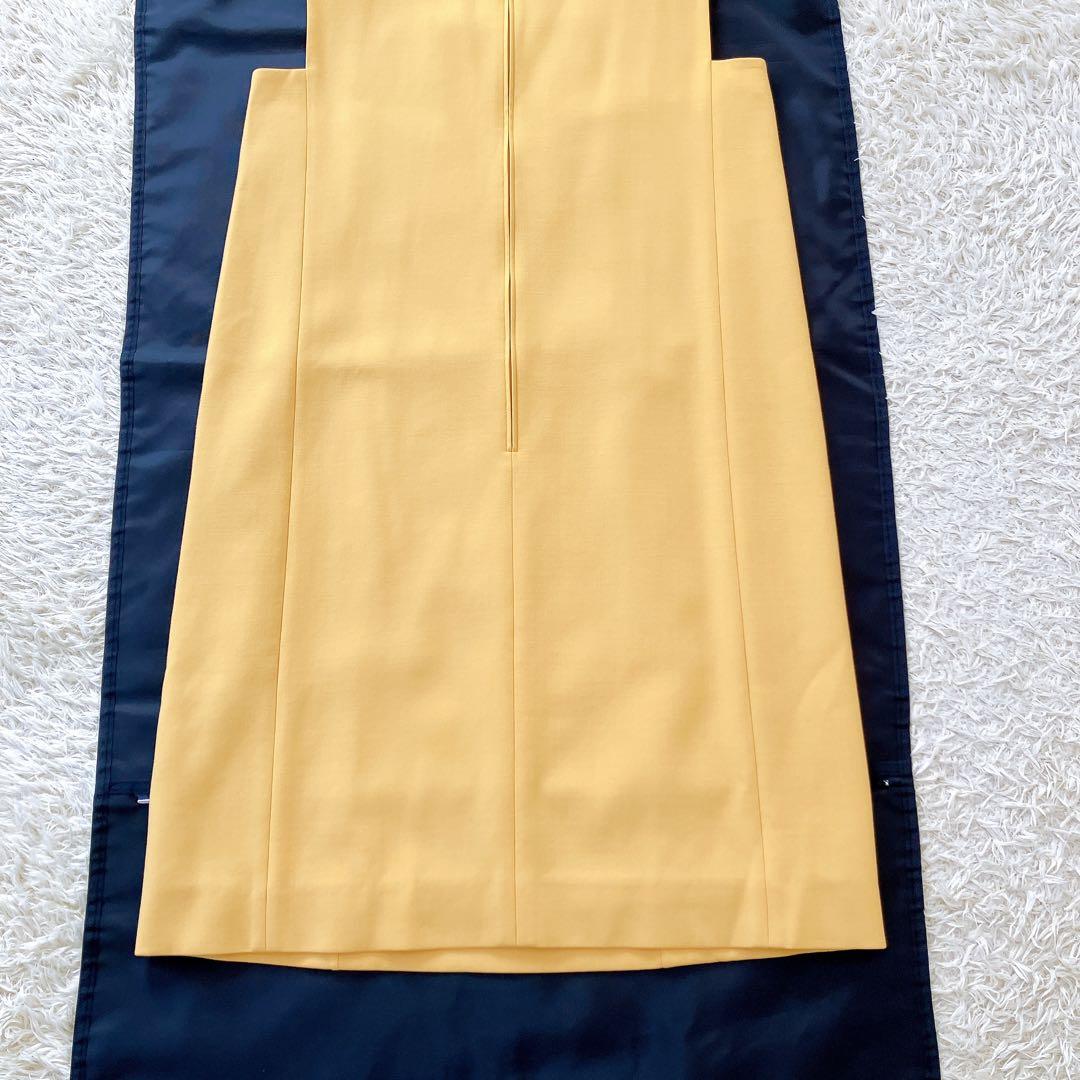 良品✨FOXEY　ノースリーブワンピース　ウール シルク 40 イエロー系