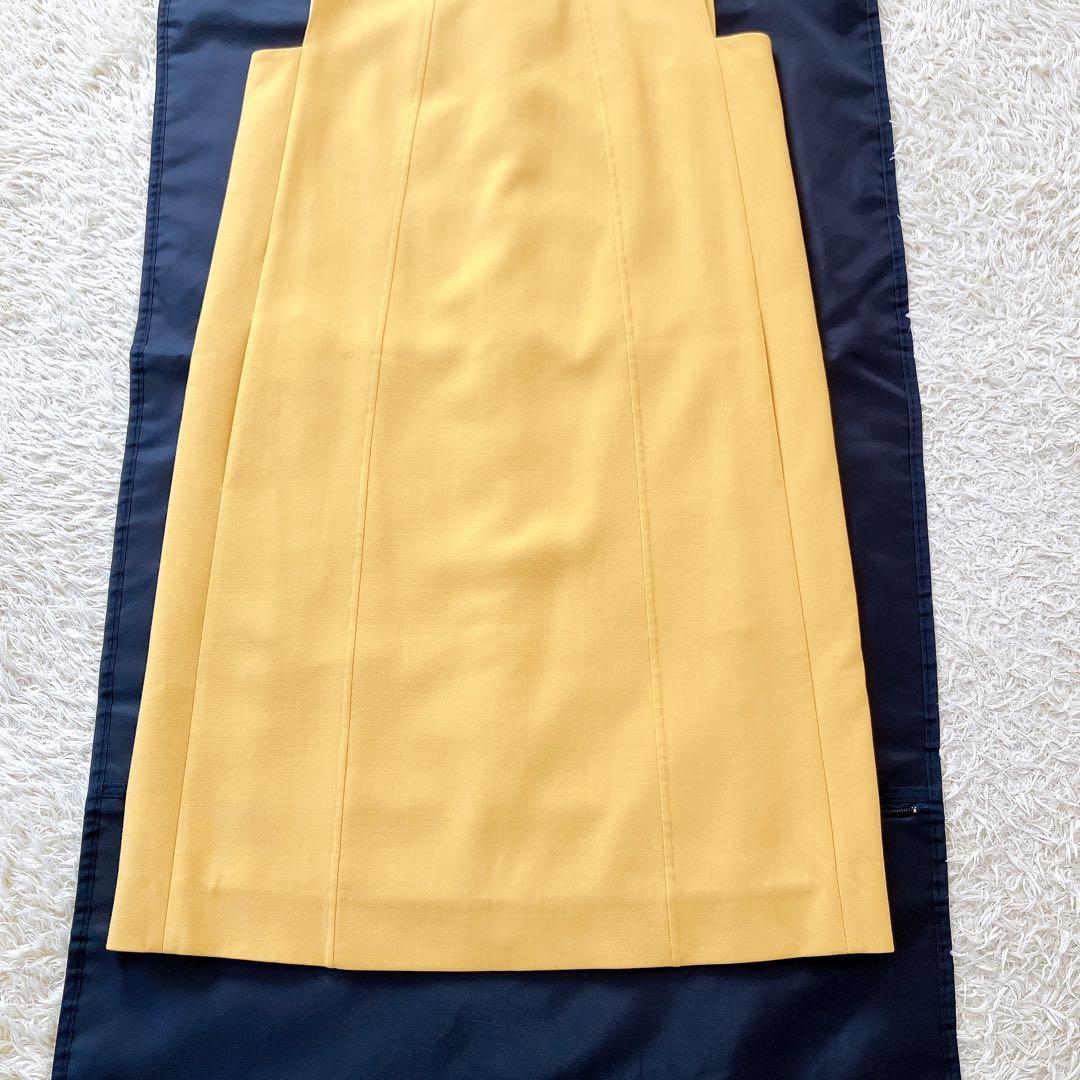 良品✨FOXEY　ノースリーブワンピース　ウール シルク 40 イエロー系