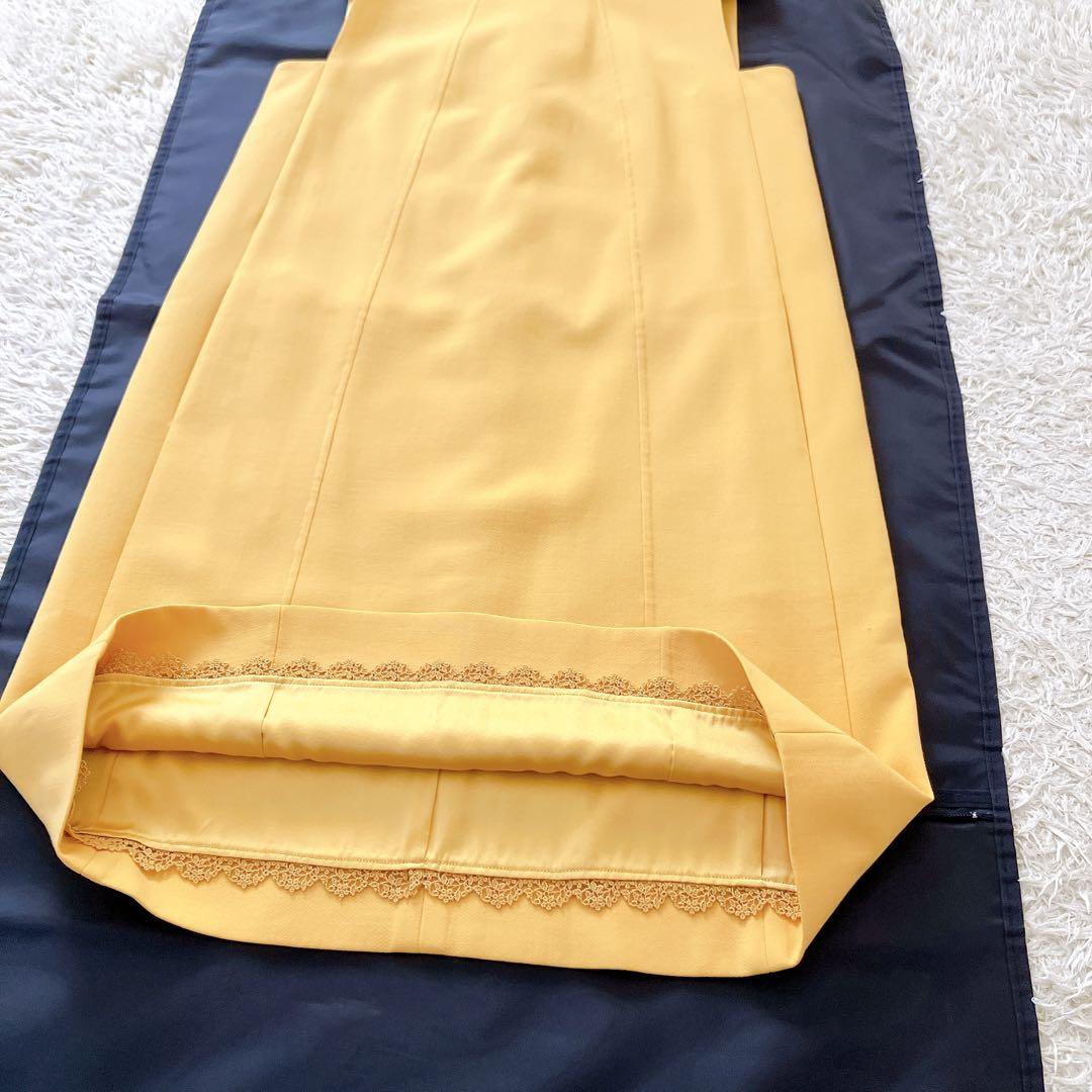 良品✨FOXEY　ノースリーブワンピース　ウール シルク 40 イエロー系