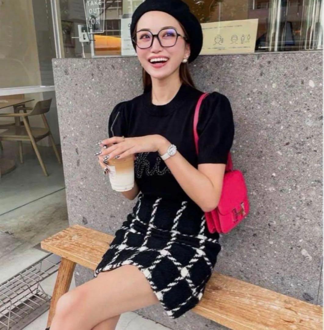 シェリエ　sheller チェックツイードミニスカート