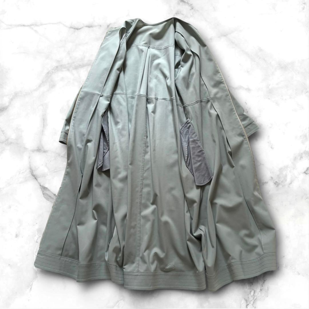 新品【ダーマコレクション】ジップアップワンピース　ノーカラー　ライトグリーン