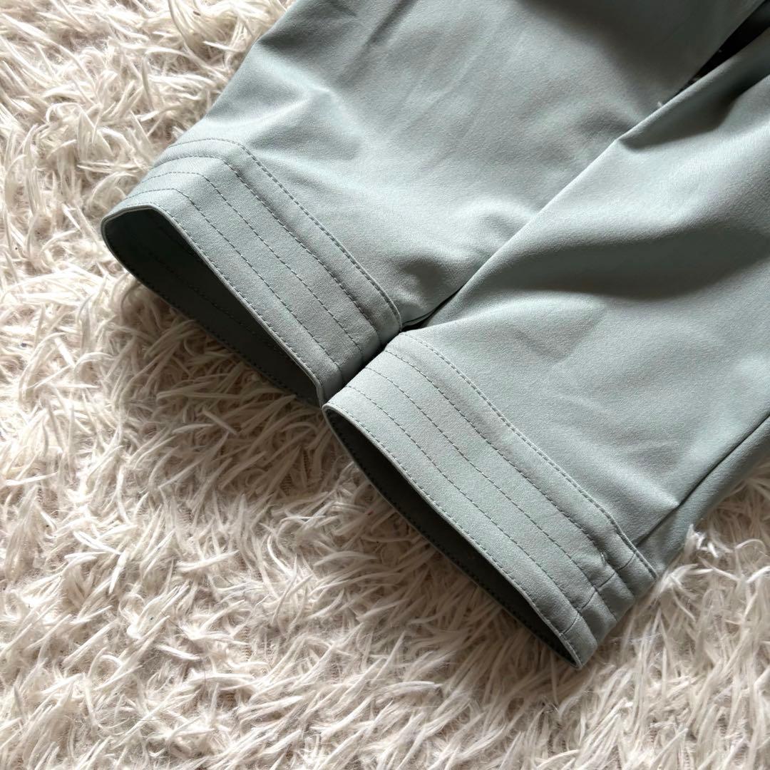 新品【ダーマコレクション】ジップアップワンピース　ノーカラー　ライトグリーン