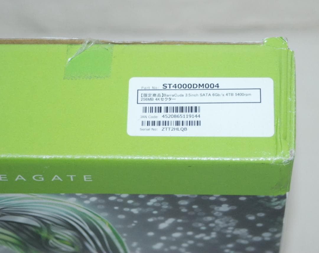 未使用 SEAGATE BarraCuda 4TB ST4000DM004