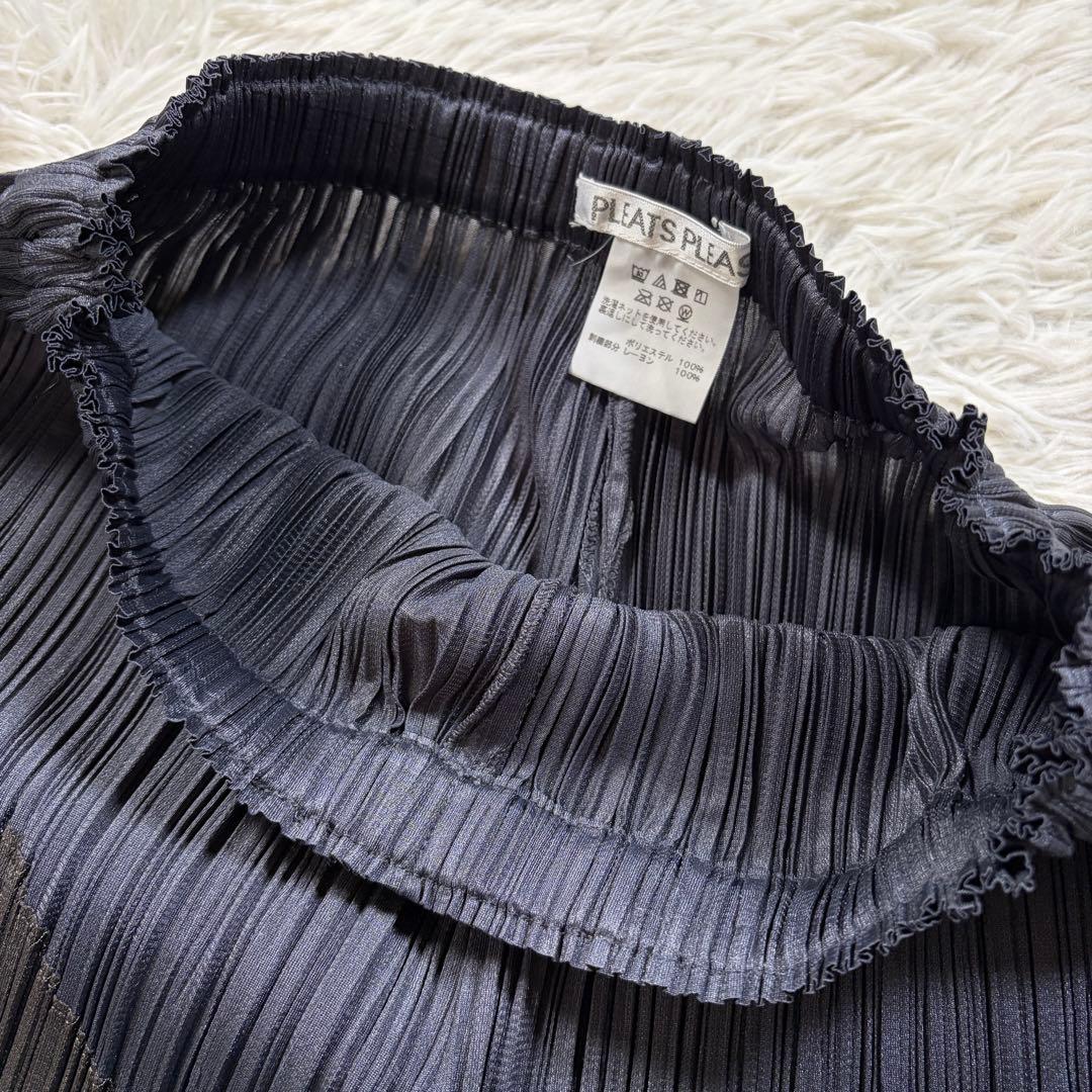 美品■プリーツプリーズ　ワイドパンツ　ガウチョ　総柄　グレー　サイズ3