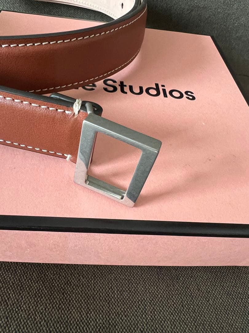新品　Acne Studios レザーバックルベルト　ブラウン　L 2.5cm
