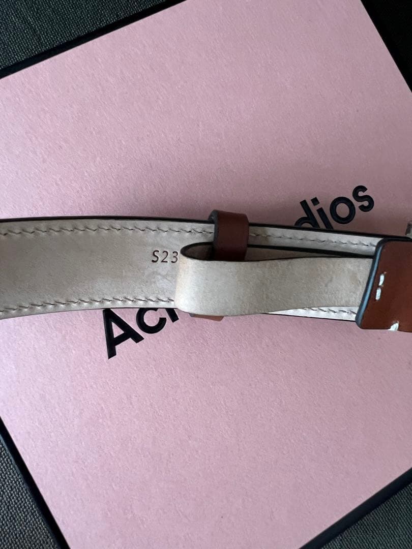 新品　Acne Studios レザーバックルベルト　ブラウン　L 2.5cm