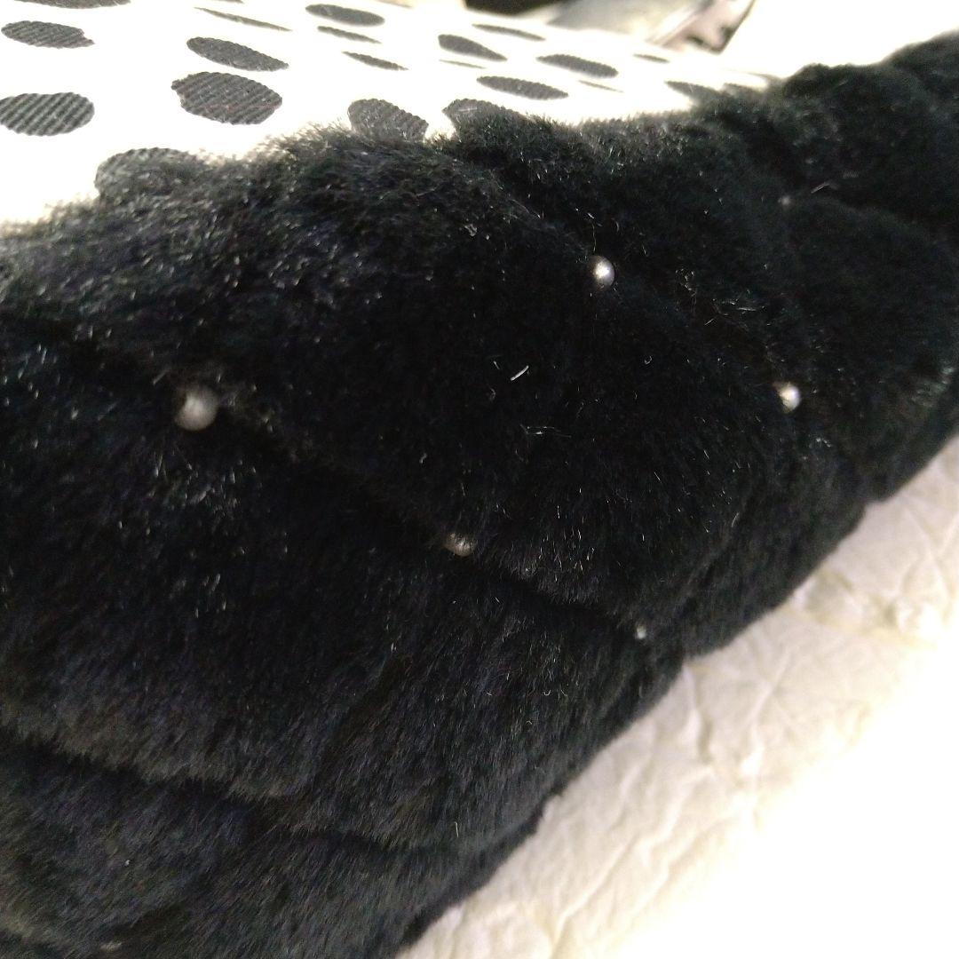 ゆ*ら様 コヤンイサムチョン☆横長トートバッグ　ボアキルトパール黒　黒猫　ダルメ