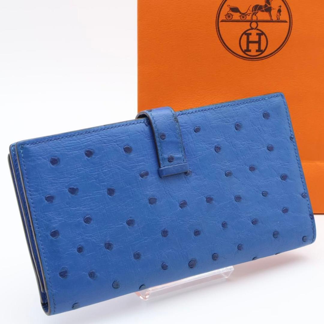 鑑定書付き【超極美品】HERMES ベアンスフレ　長財布　オーストリッチ