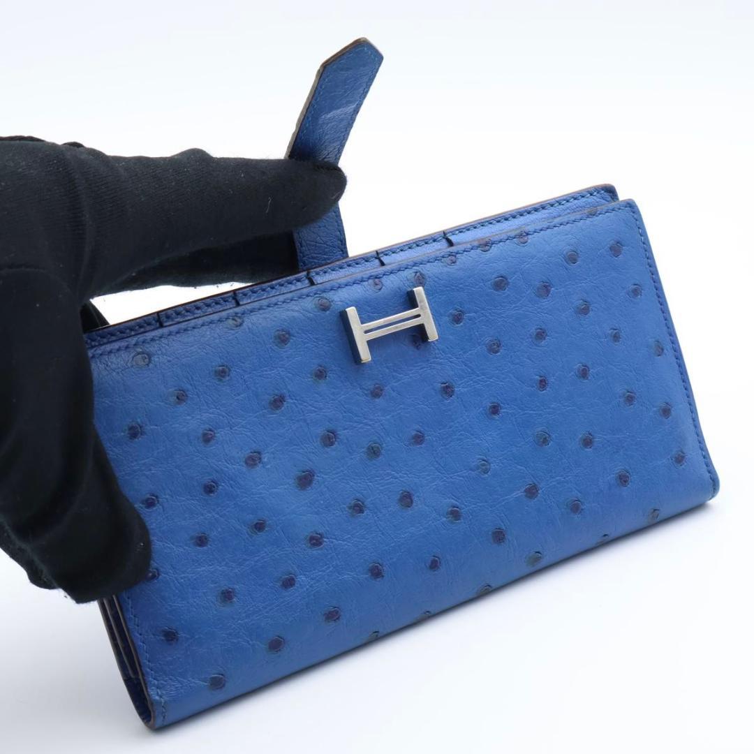 鑑定書付き【超極美品】HERMES ベアンスフレ　長財布　オーストリッチ