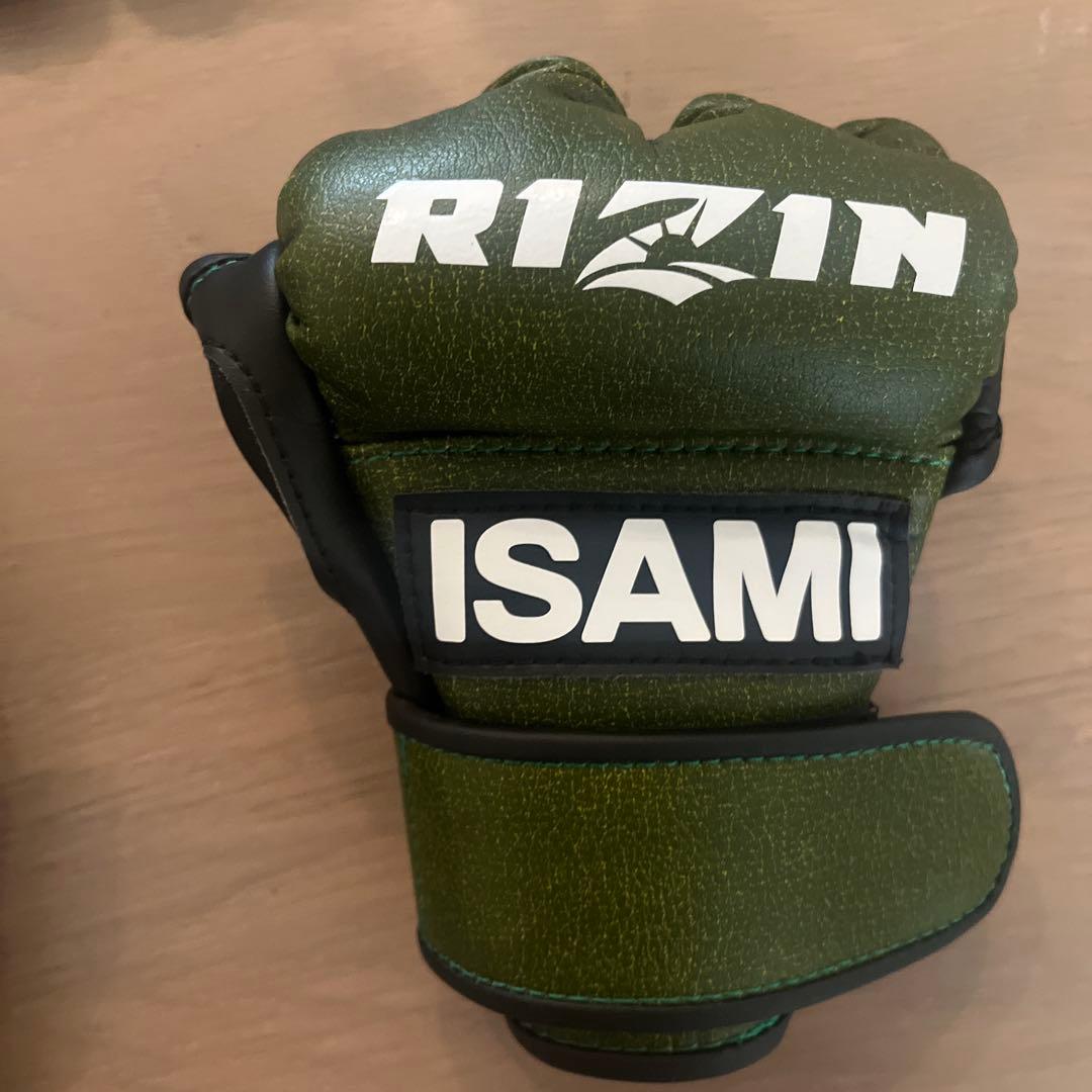 RIZIN ISAMI オープンフィンガーグローブ オリーブグリーンSサイズ