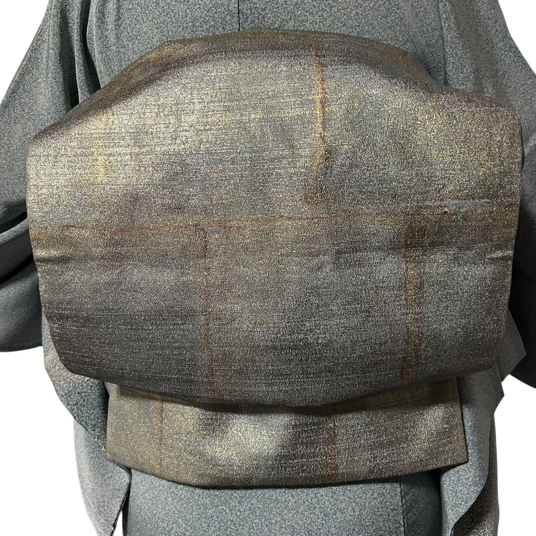 m**様 正絹　訪問着　たたき染め　フルセット　西陣唐織プラチナ箔袋帯　美品