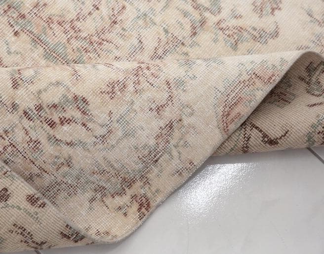 トルコ ヴィンテージラグ A27超大判 レア クリーム セージグリーン ベージュ