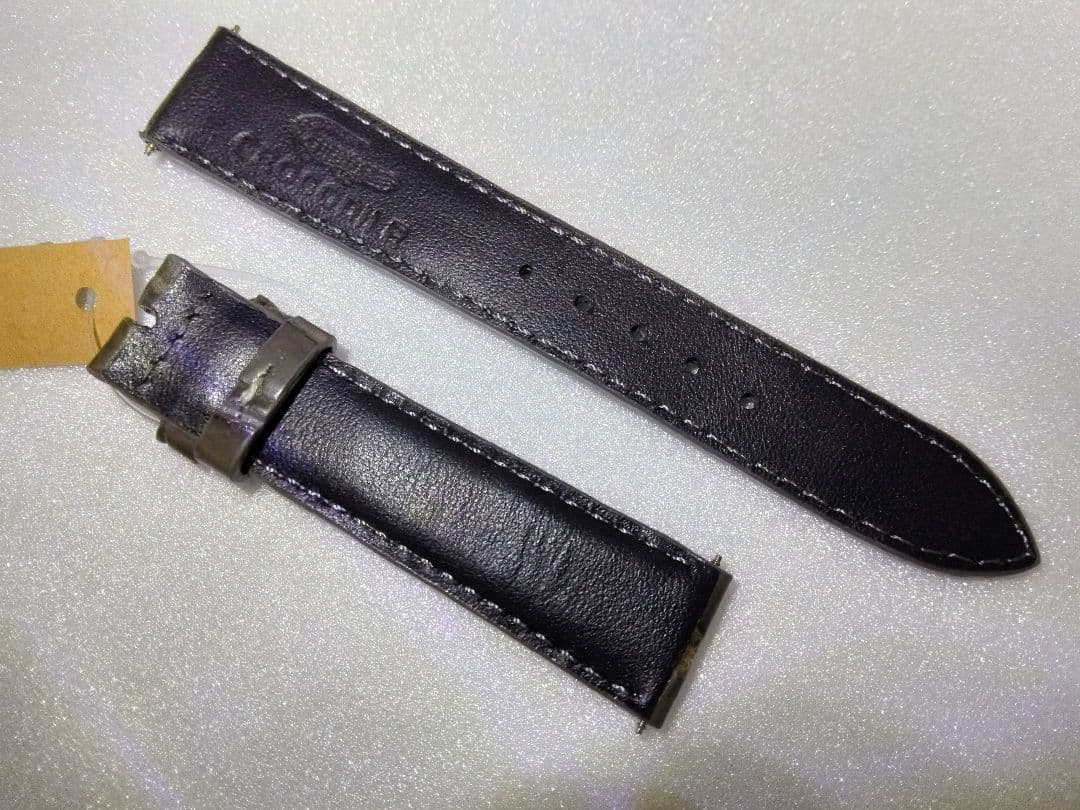 【美品】 高級 本革 18-16mm クロコダイル 腕時計ベルト ダークアッシュ