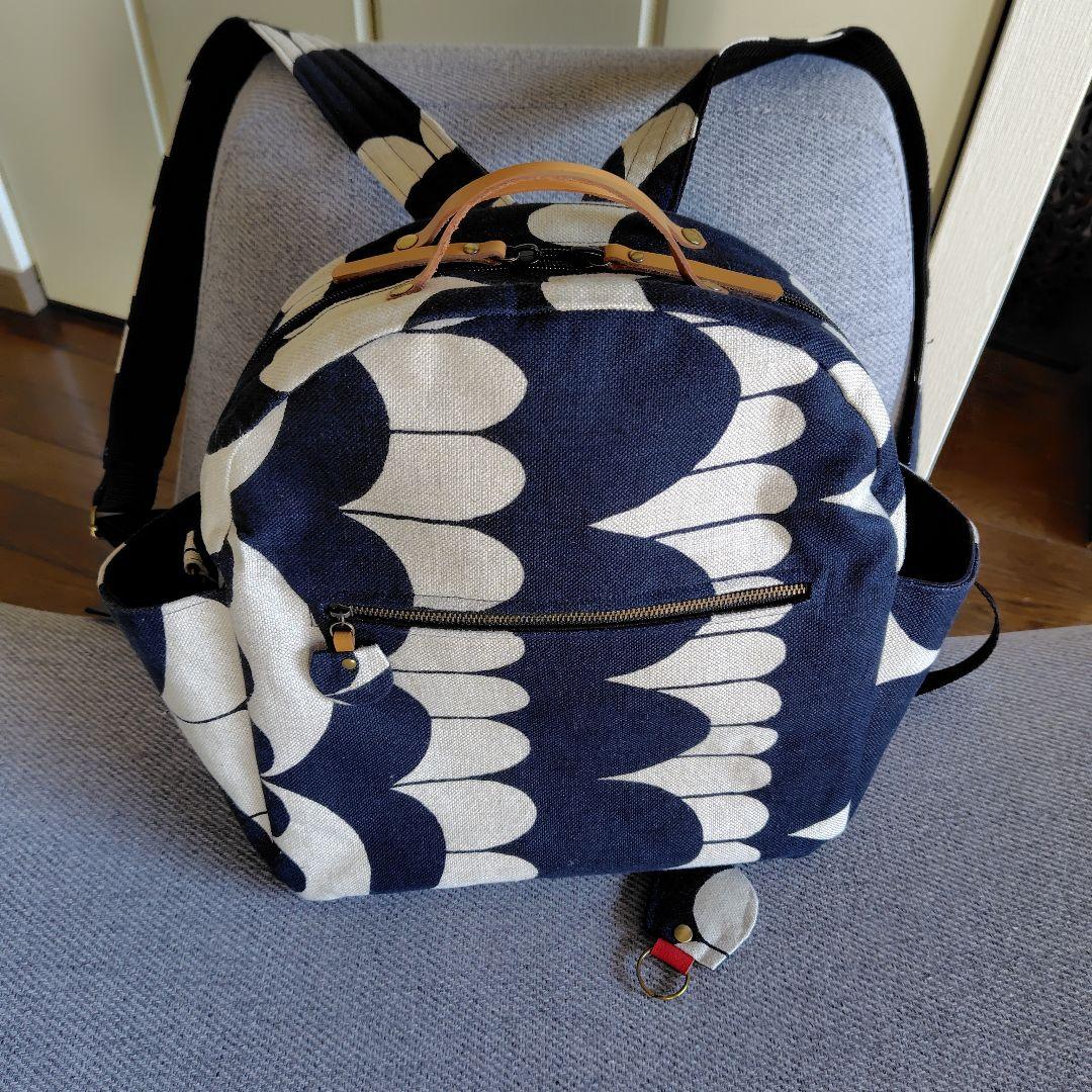 ミナペルホネン　両開きハンドメイドリュック