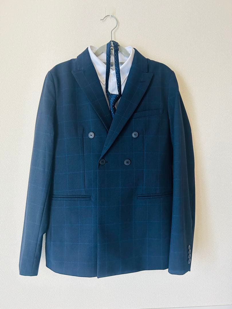 ZARA 164 スーツ　セット　卒業式　セレモニー　160 ネイビー　チェック