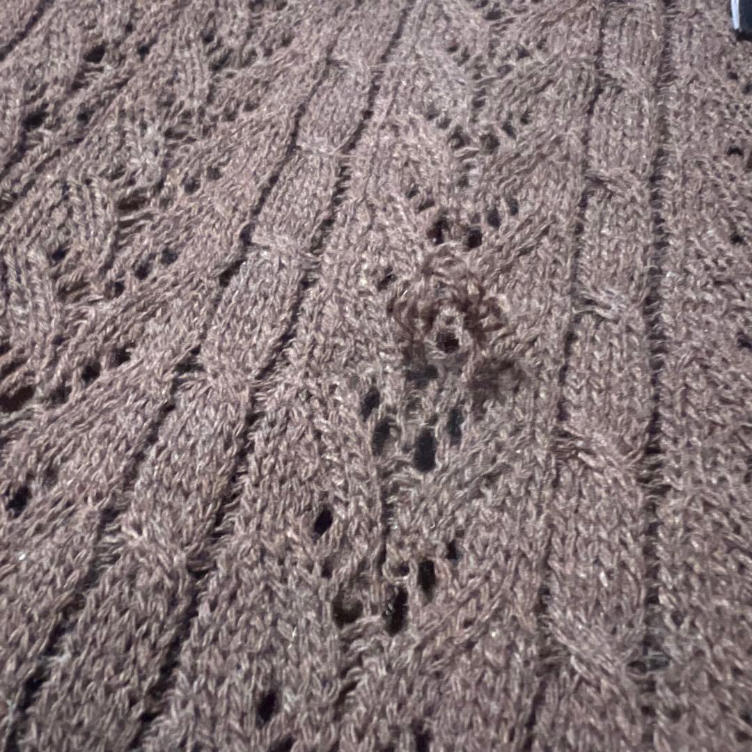 ブラウン ケーブル編み ミニワンピース