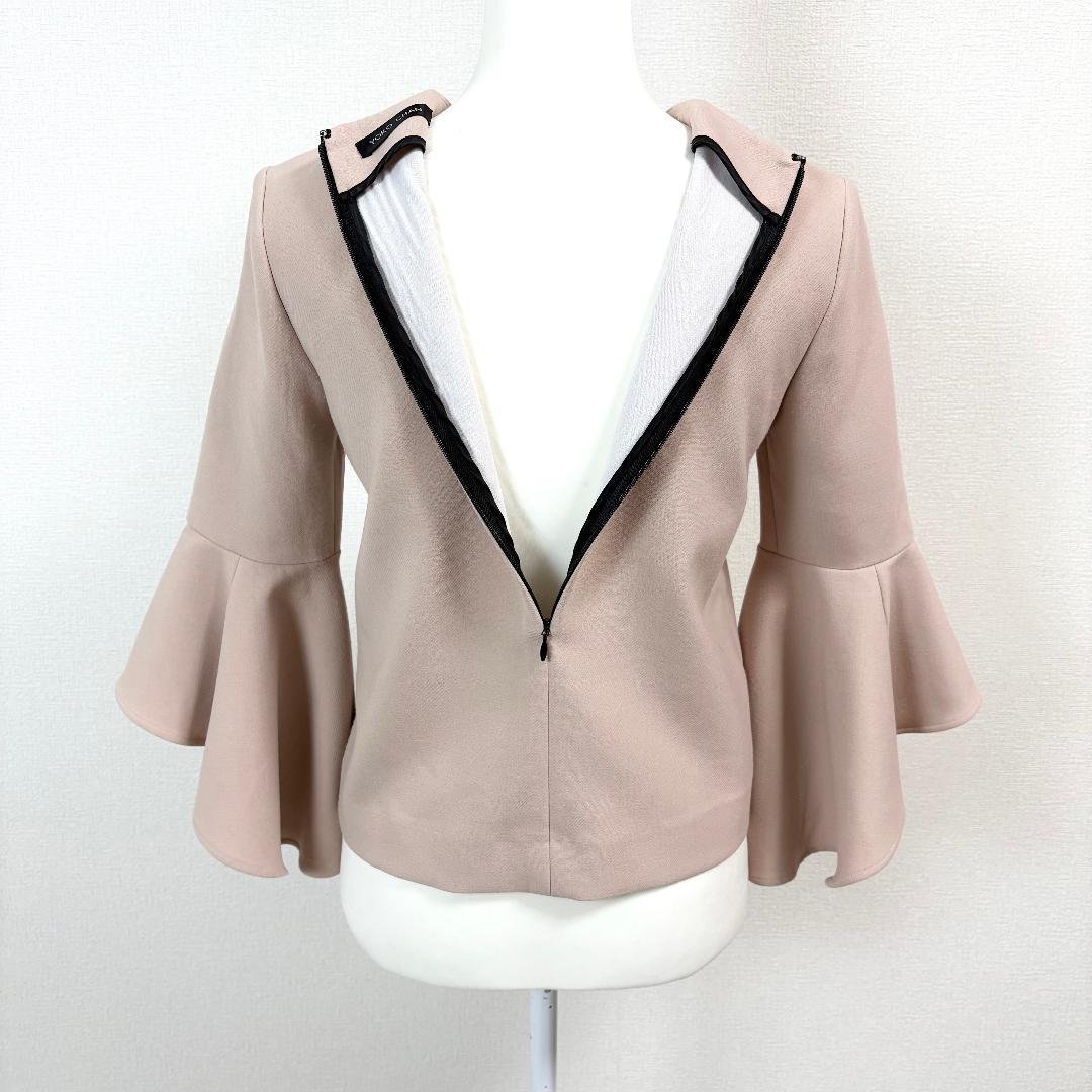 【美品】 YOKOCHAN 長袖ブラウスフレア袖 36 ベージュ 無地