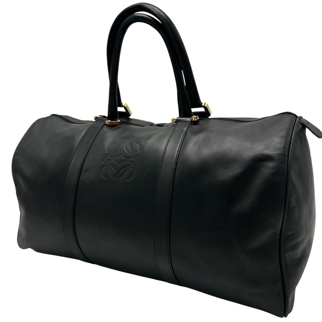 美品 ロエベ アマソナ ボストンバッグ 旅行 ブラック レザー メンズ 大容量