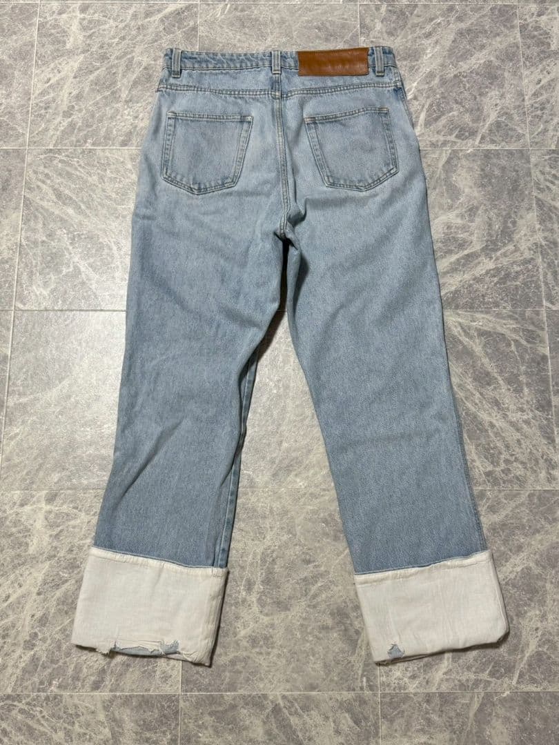 LOEWE ロエベ フィッシャーマン デニムジーンズ パンツ レザーパッチ 48