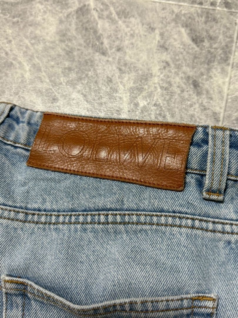 LOEWE ロエベ フィッシャーマン デニムジーンズ パンツ レザーパッチ 48