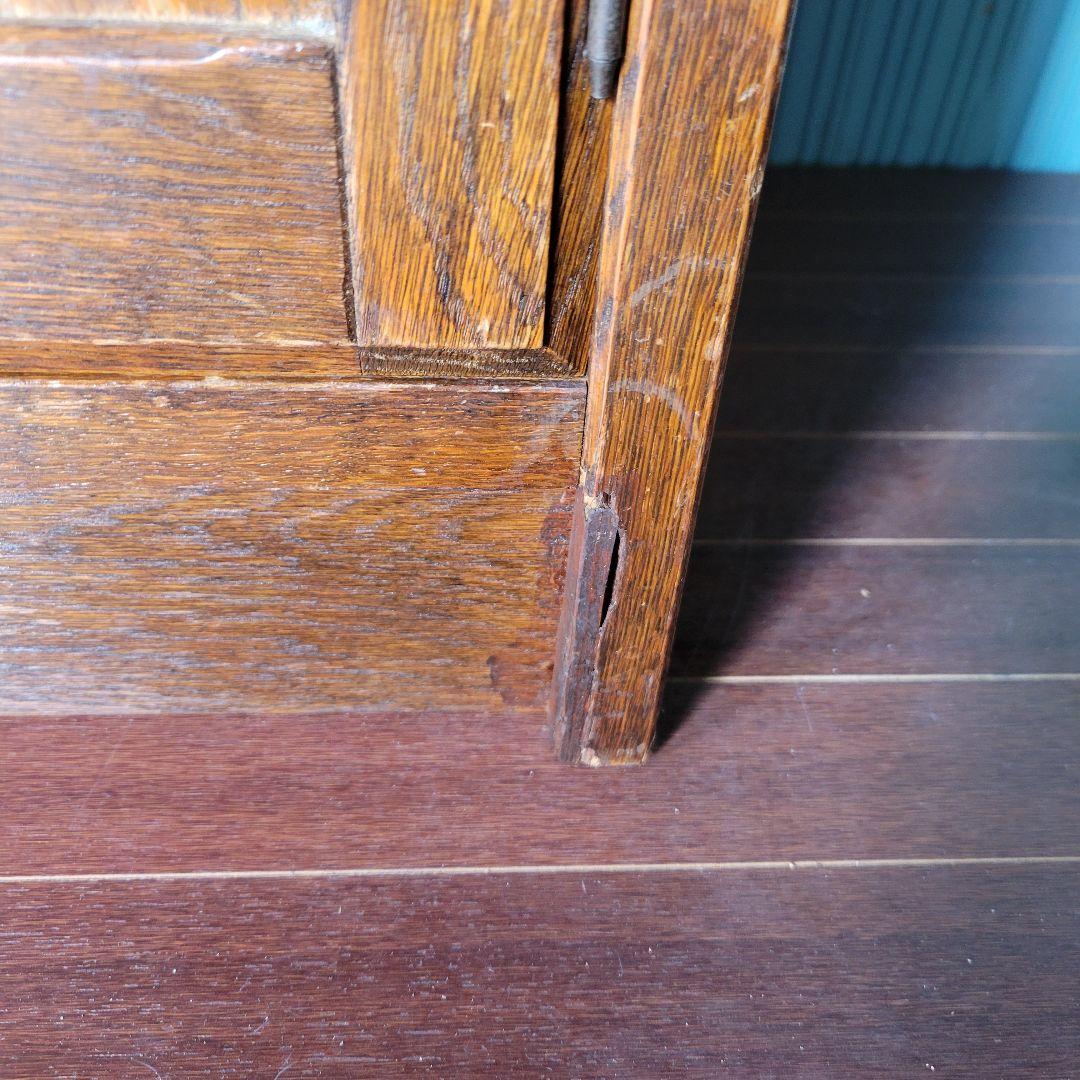 三越家具 Brugge ブルージュ 食器棚 キャビネット 楢材ステンドグラス英国