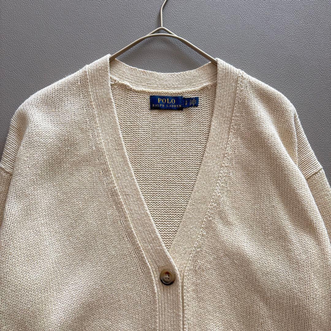 M-L相当【POLO】ラルフローレン カーディガン 長袖 シルク 絹100％ S