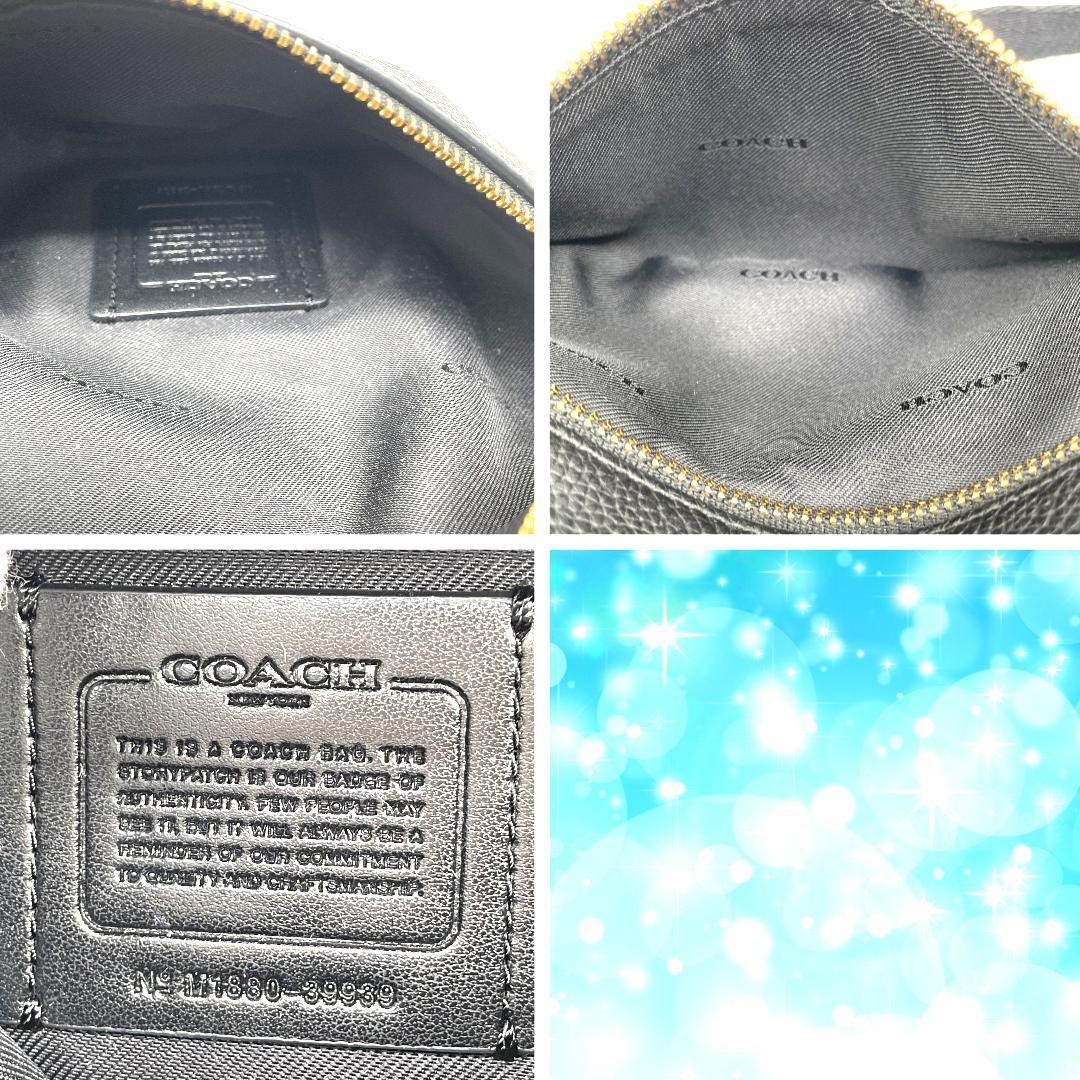 マダムさま　未使用級美品　コーチ　ボディバッグ　レザー　ブラック　黒　シボ革