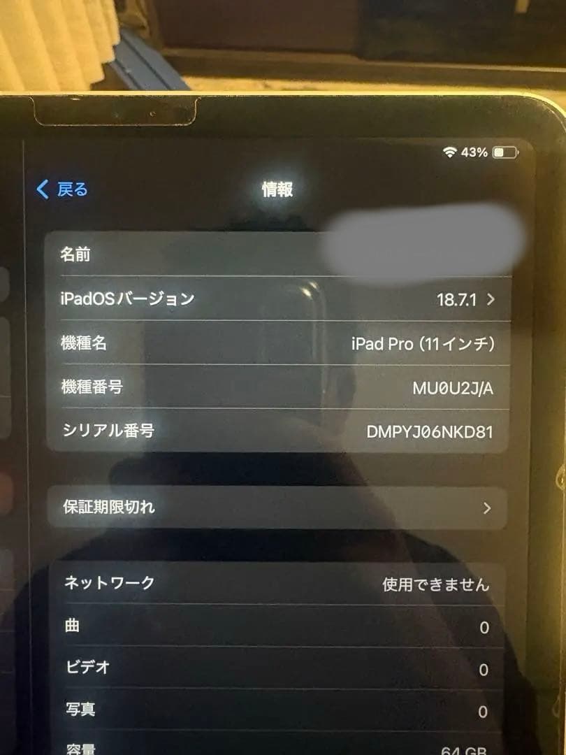 iPad Pro (11インチ) cellular 64Ｇ　藤本様