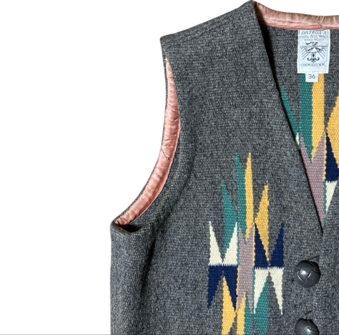 雰囲気抜群 ORTEGA'S オルテガ チマヨベスト くるみボタン 36 グレー