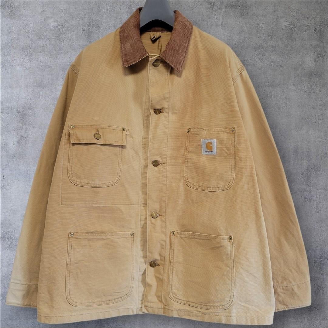 80s 米国製 カーハートミシガンチョアコートカバーオールキャメルブラウンダック