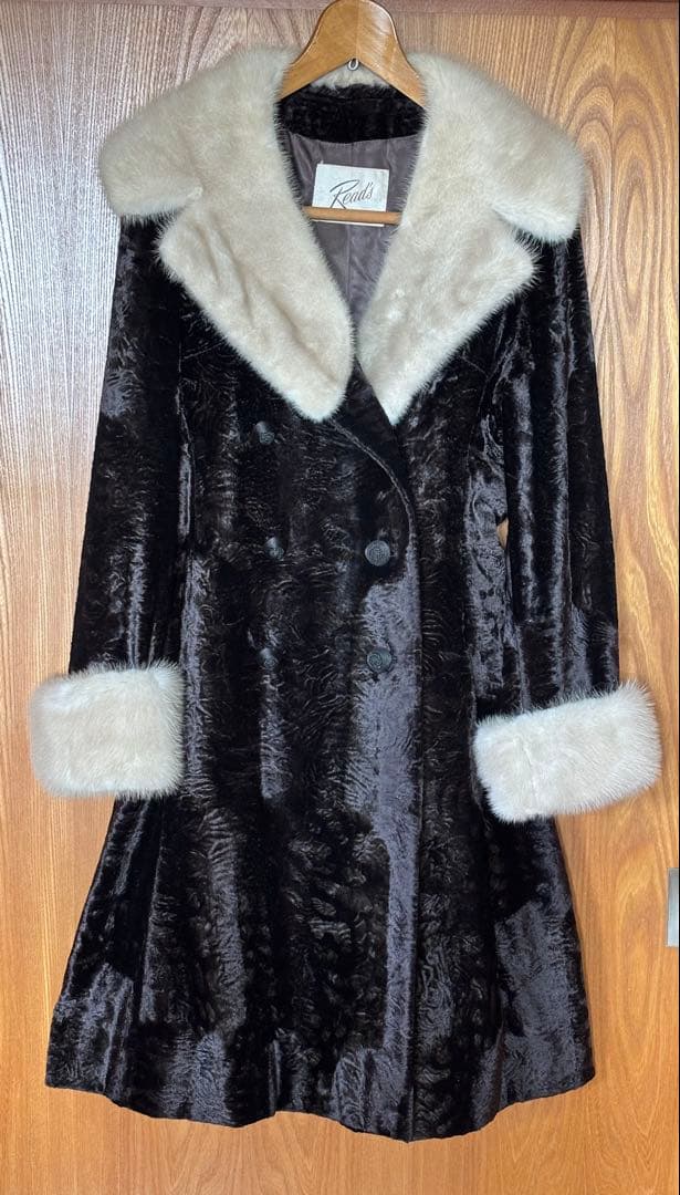 極美品 Fairmoor ミンクファー付き フレアコート　焦茶