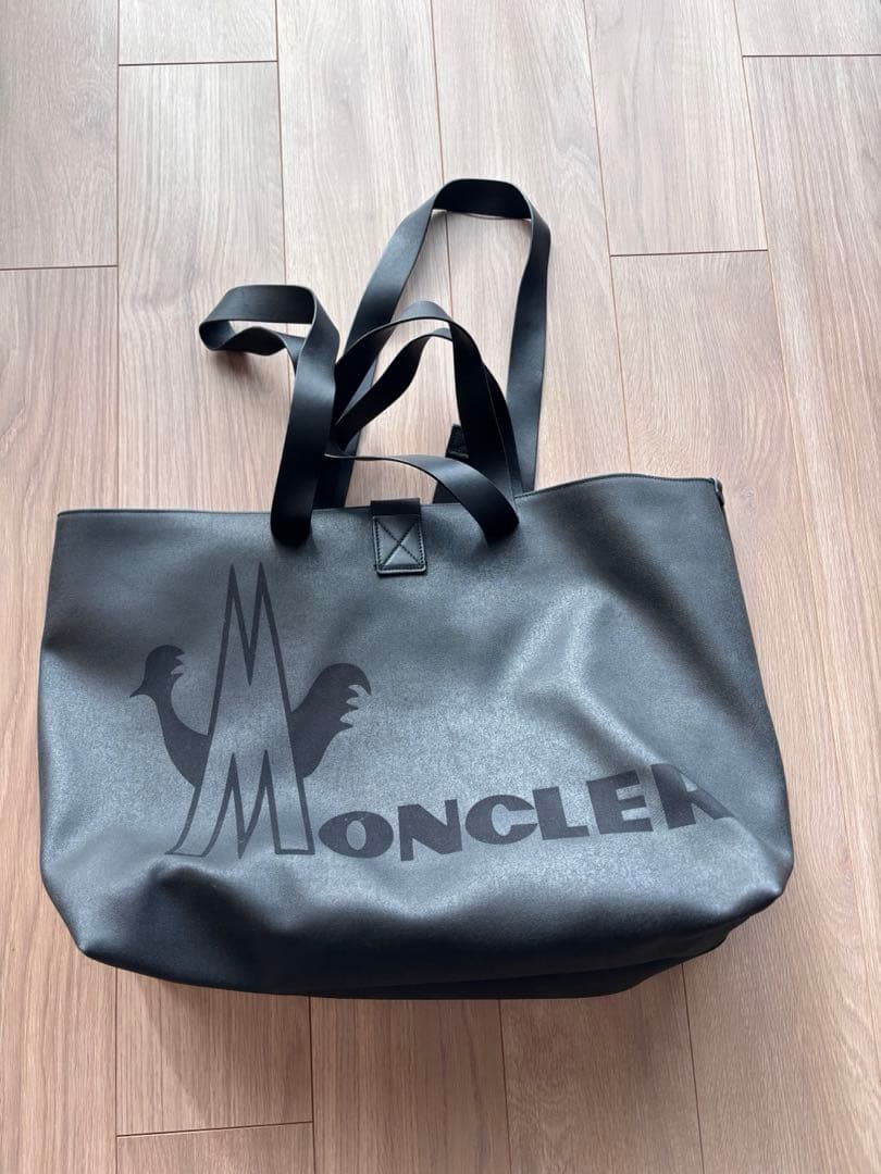 MONCLER ロゴトートバッグ ブラック キャンバスレザー
