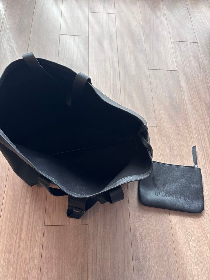 MONCLER ロゴトートバッグ ブラック キャンバスレザー
