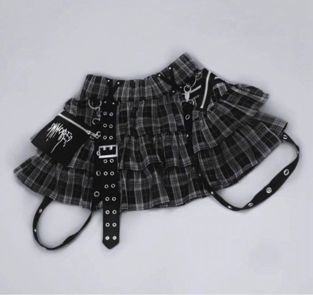 dimmoireフリルミニスカート チェック