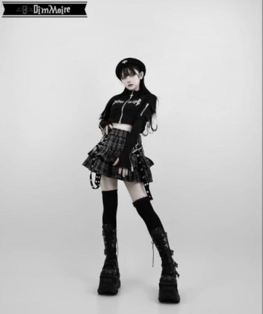 dimmoireフリルミニスカート チェック