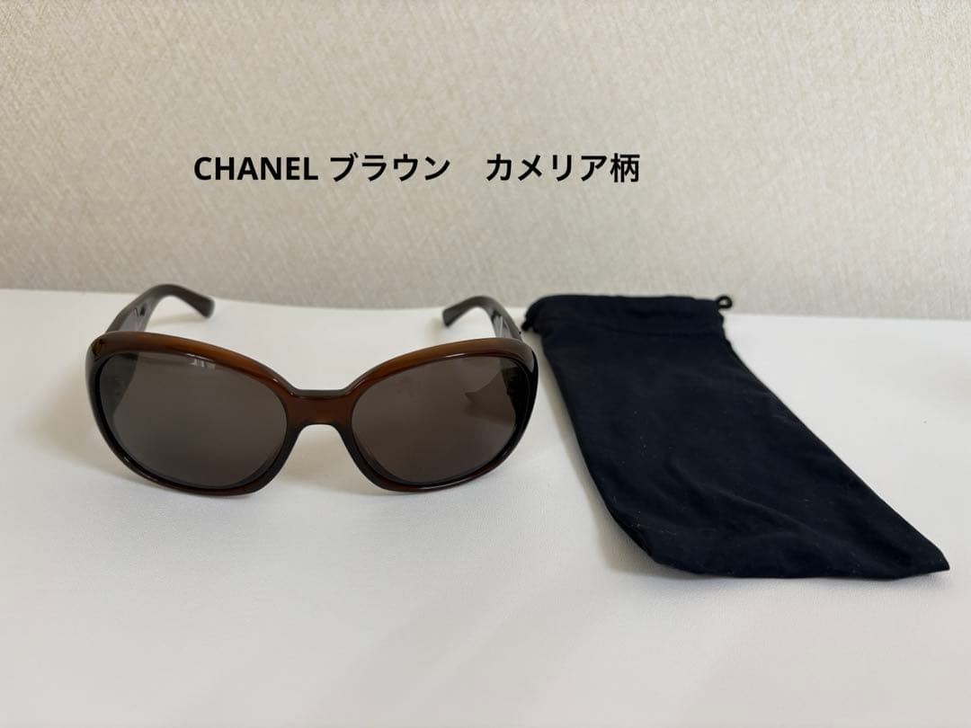 CHANEL カメリア柄　ブラウン サングラス