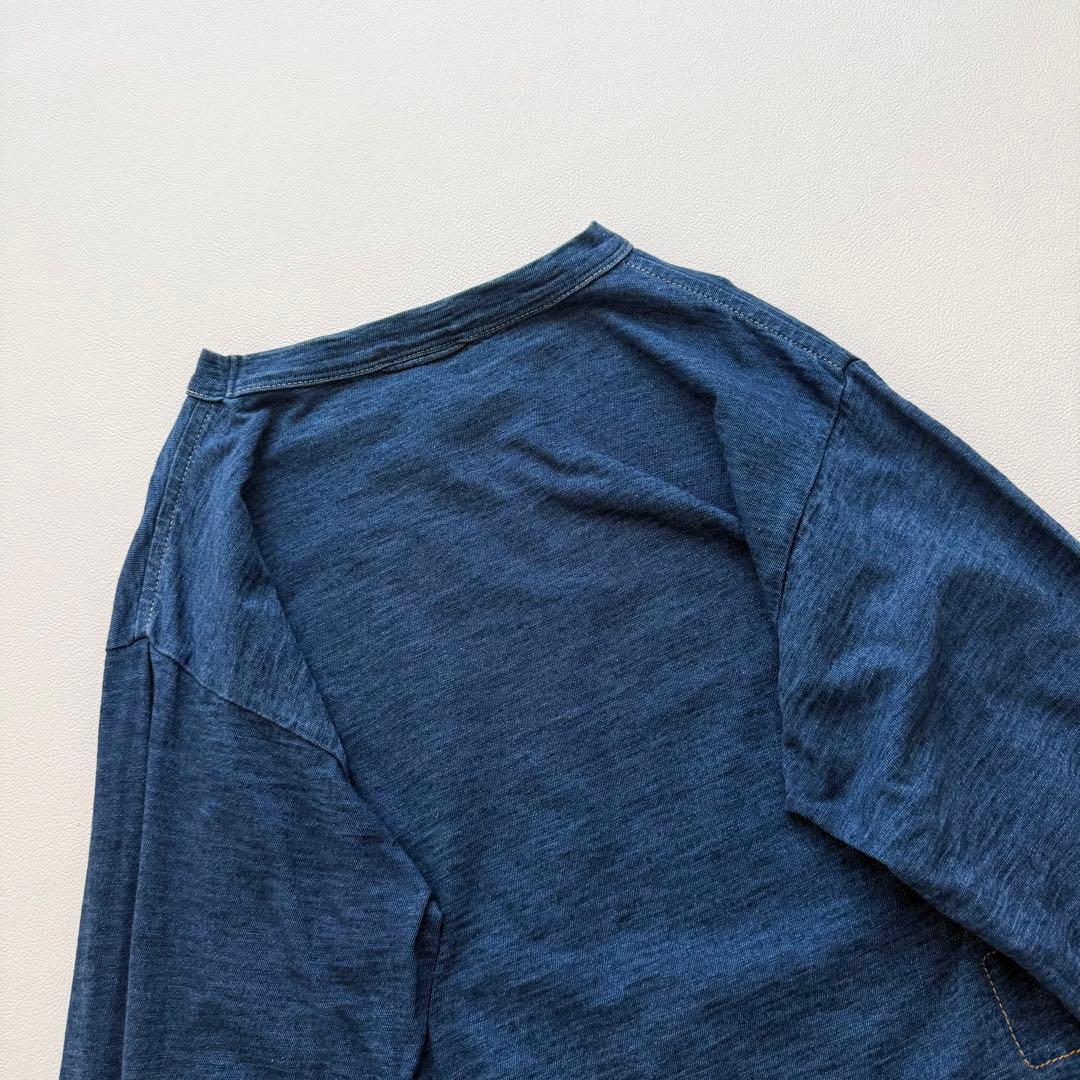 45R クルーネック　インディゴ　ロンT コットン天竺ロングスリーブ